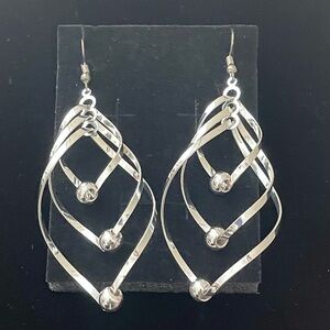 Silver Tone 3” Spiral Earrings. NWOT